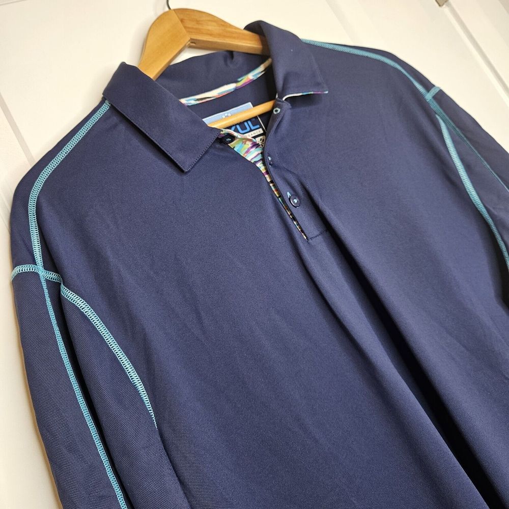 Ibkul Mens‎ Polo Shirt Icefil Technology Upf 50 Wicking Golf Sports Size XL Blue